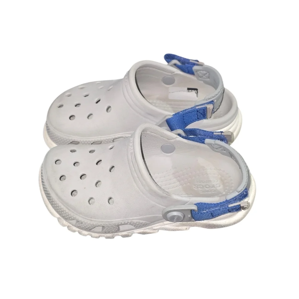CROCS Kids Duet Max Clogs Gray and Blue Shoes Size 11C Unisex